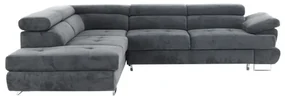 Colţar, material textil, gri, model stânga, BUTON P