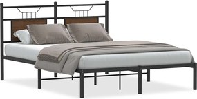 vidaXL Cadru pat fără saltea stejar maro, 140x190 cm, lemn prelucrat