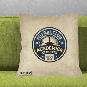 Perna Personalizata Academica Clinceni Fotbal Club, 40x40 cm, Crem, Husa Detasabila, Perna Inclusa, BEKZ®