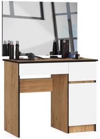 Masă de toaletă Parijat (Stejar craft + Alb) (cu oglindă) (D). 1070927