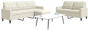 vidaXL Set de canapele cu perne, 3 piese, crem, catifea