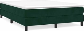 vidaXL Pat box spring cu saltea, verde închis, 140x190 cm, catifea