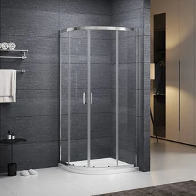 Cabina de dus semirotunda Roth Albis cu usi glisante 90x90 cm crom-transparent