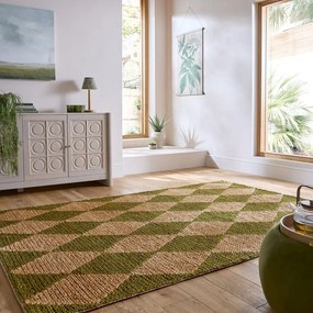 Covor verde/în culoare naturală țesut manual din amestec de iută 160x230 cm Effie Diamond – Flair Rugs