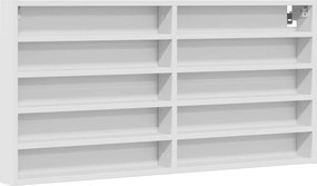 vidaXL Dulap cu vitrină, alb, 100x8,5x50 cm, lemn prelucrat