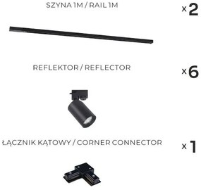 Spot pe șină Zuma Line TORE 3566, 6x GU10/35W/230V, negru