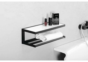 SAPHO Ska401 Raft de perete Ska 45 x 14 x 16 cm,negru mat cu placă MDF albă
