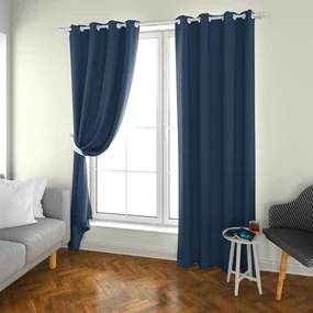 Draperie albastru închis OXFORD 140x250 cm Agatat: Inele metalice