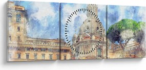 Tablou - Biserica Santa Maria di Loreto, Roma, Italia (cu ceas) (90x30 cm)