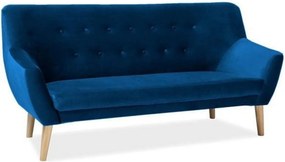 Canapea NORDIC 3, albastru inchis - Bluvel 86, stofa catifelata/lemn,