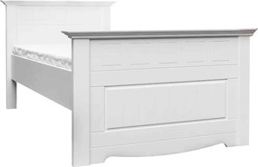 Pat lemn masiv alb Linea - 90x200
