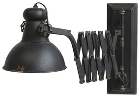 Aplica de perete extensibilă din metal, finisaj negru antichizat, L45–105 cm, Factory