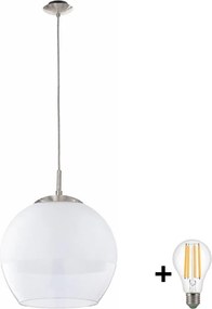 BRILAGI - LED Lustru pe cablu RETRO GLASS 1xE27/60W/230V crom mat/alb