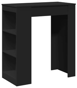 854383 vidaXL Masă de bar cu rafturi, negru, 95x47x103,5 cm, lemn prelucrat