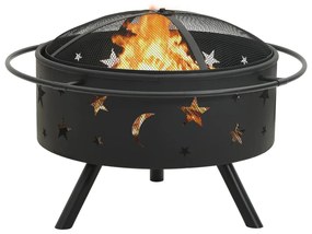 311892 vidaXL Vatră de foc cu vătrai, 76 cm, oțel, XXL