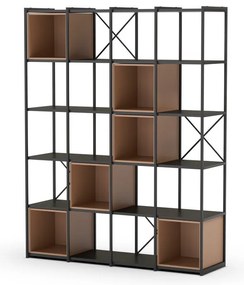 Bibliotecă neagră/cărămizie 140x179 cm Anya – Marckeric