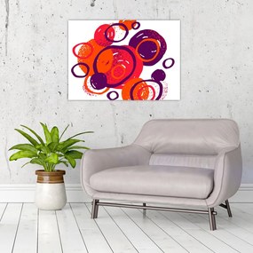 Tablou pe sticlă - Motiv cercuri în culori calde (70x50 cm)