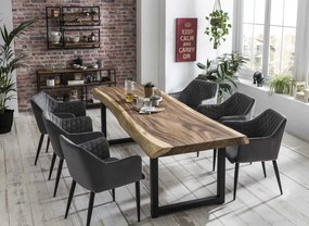 Masa dreptunghiulara cu blat din lemn de suar Tables &amp; Benches 220 x 100 x 78,5 cm maro/negru