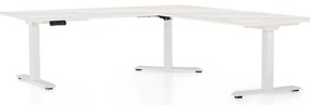 Masă înălțime reglabilă OfficeTech Angle, 180 x 200 cm, picioare albe, frasin alb