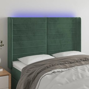 Tablie de pat cu LED, verde inchis, 147x16x118 128 cm, catifea 1, Verde inchis, 147 x 16 x 118 128 cm