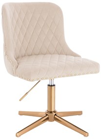 HR940CROSS Scaun Crem din Catifea cu Bază Aurie