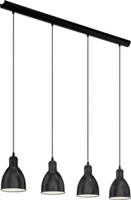 Eglo 55244 - Candelabru suspendat pe cablu PRIDDY 4xE27/60W/230V negru