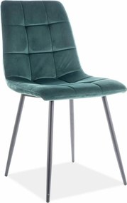 Scaun tapitat MILA, verde/negru, stofa catifelata/metal, 45x41x86 cm