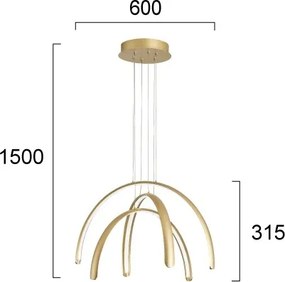 Candelabru LED suspendat pe cablu MEGAN LED/41W/230V auriu