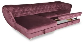 Coltar Extensibil Cu Lada Depozitare Retro, Stanga, Mov, 302 X 188 Cm