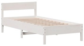 842783 vidaXL Cadru de pat cu tăblie, alb, 75x190 cm, lemn masiv de pin