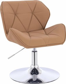 HR111N Scaun Caramel Piele Ecologica Premium Soft cu Bază Cromata