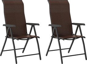 vidaXL Scaune Rabatabile De Gradina 2 buc., maro, poliratan