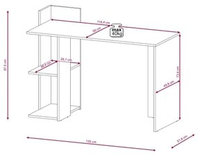 Birou MARLO stejar artisan/alb