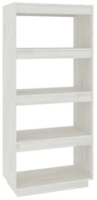 810870 vidaXL Bibliotecă/Separator cameră, alb, 60x35x135 cm, lemn masiv pin