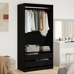 vidaXL &lt;strong&gt; Dulap Negru din Stejar&lt;/strong&gt; - 100 x 50 x 200 cm - Fabricat din Lemn Prelucrat