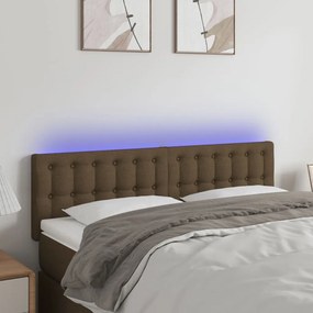 3122047 vidaXL Tăblie de pat cu LED, maro închis, 144x5x78/88 cm, textil