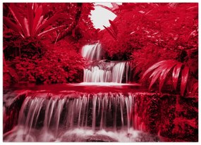 Tablou pe sticlă - Cascade indoneziene în roșu (70x50 cm)