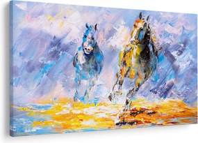 Tablou - Caii alergând, pictură în ulei (90x60 cm)
