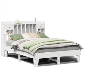 vidaXL Cadru de pat fără saltea, alb, 160x200 cm, lemn masiv pin