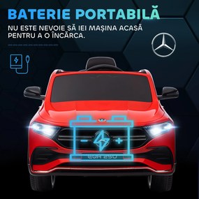 HOMCOM Mașină Electrică cu Licență Mercedes, Auto pentru Copii cu Telecomandă, Faruri și Claxon, 111.5x69x52.5 cm, Roșie