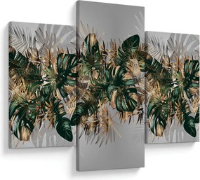 Tablou - Frunze tropicale, Galben - auriu (90x60 cm)