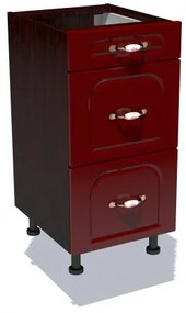 Corp inferior 40 cu 3 sertare metalice pentru greutate Zebra MDF tulip rosu