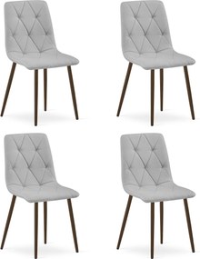 Set 4 Scaune Bucatarie/Dining Fido Picioare Finisaj Lemn Culoare Nuc , Gri Deschis