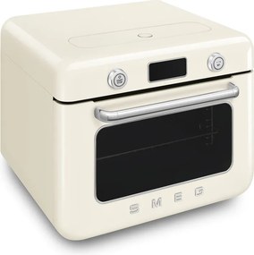 Mini-cuptor cu functie combinata de gatit cu abur Smeg COF01CREU, 1800 W, 10 functii, Ecran LCD, 40-230°C, Crem