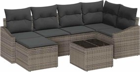vidaXL Set de masă pentru grădină cu pernă 7 pcs Gri deschis