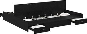 vidaXL Cadru de pat cu depozitare cu sertar Stejar Negru 200 x 200 cm