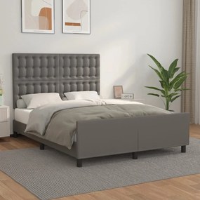3125571 vidaXL Cadru de pat cu tăblie, gri, 140x190 cm, piele ecologică