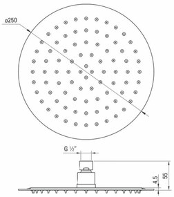 Cap de dus rotund culoare alb Deante, Floks 250 mm, Rotunda, Alb