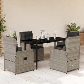 vidaXL Set mobilier de grădină cu perne, 5 piese gri deschis poliratan