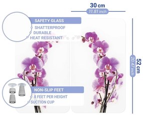 Set 2 protecții din sticlă pentru aragaz Wenko Orchid, 52 x 30 cm